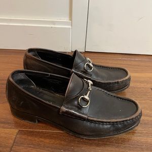 Gucci Brown Leather Horsebit Loafers
